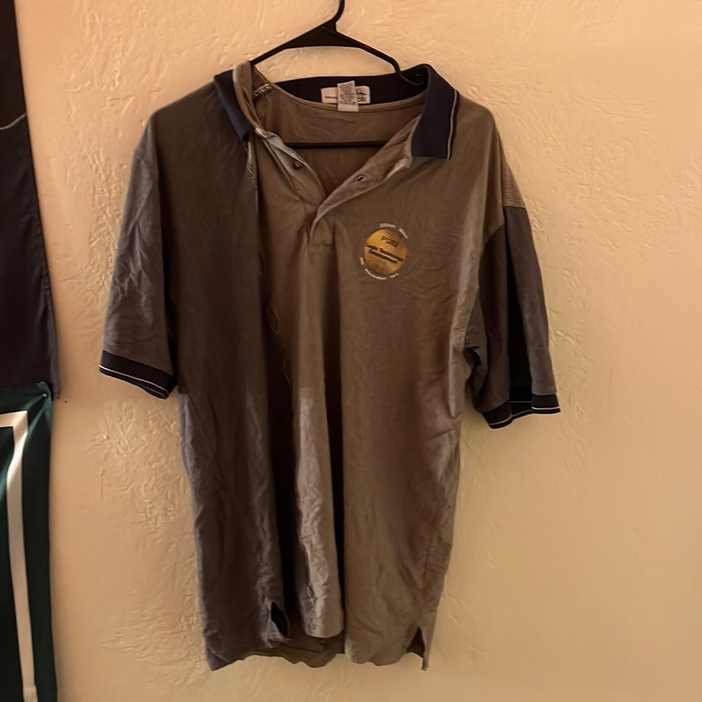 Vintage 90s intel tech polo style shirt cool color and collar L